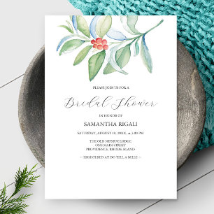 Watercolor Winter Bridal Shower Invitations