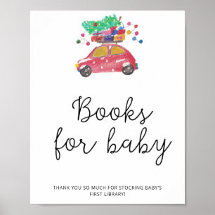 Watercolor winter car books for baby poster