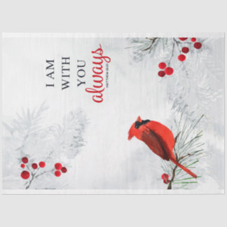 Watercolor Winter Cardinal Decoupage Tissue Paper