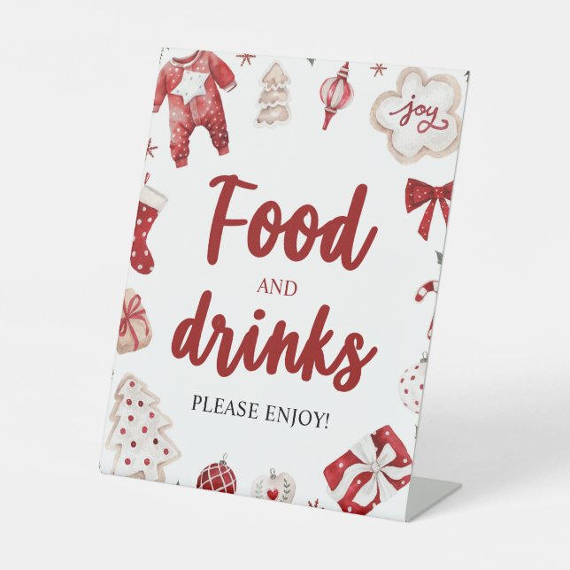 Watercolor Winter Christmas Food and Drinks Sign (Front)