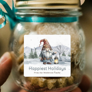 Watercolor Winter Christmas Gnome Personalised