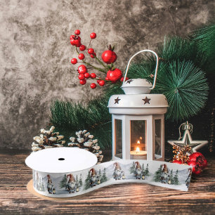 Watercolor Winter Christmas Gnome Satin Ribbon
