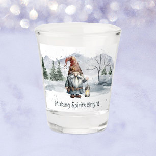 Watercolor Winter Christmas Gnome Shot Glass