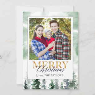 Watercolor Winter Christmas Tree Holiday Card