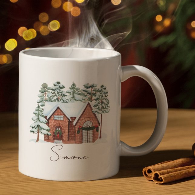 Watercolor Winter Farmhouse Rustic Christmas Coffee Mug (Creator Uploaded)