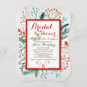 Watercolor Winter Floral Bridal Shower Invitation