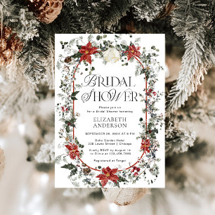 Watercolor Winter Floral Bridal Shower Invitation