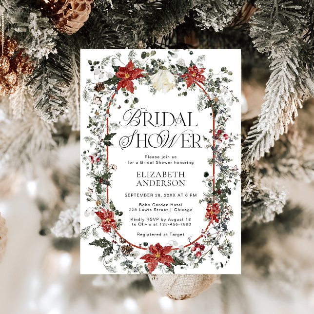 Watercolor Winter Floral Bridal Shower Invitation (Creator Uploaded)