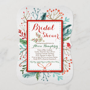 Watercolor Winter Floral Bridal Shower Invitation