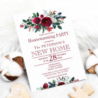 Watercolor winter floral housewarming party