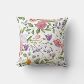 Watercolor Winter Floral Pillow
