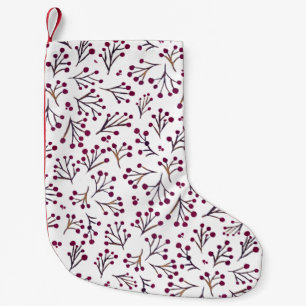 Watercolor winter flowers - burgundy small christmas stocking