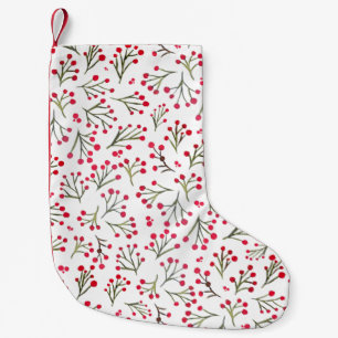 Watercolor winter flowers - red small christmas stocking
