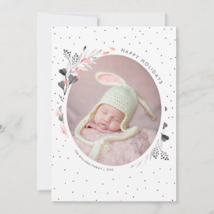 Watercolor Winter Foliage Happy Holidays Holiday Card