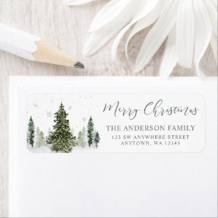 Watercolor Winter Forest Christmas Return Address Return Address Label