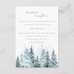 Watercolor Winter Forest Pine Wedding Reception Enclosure Card