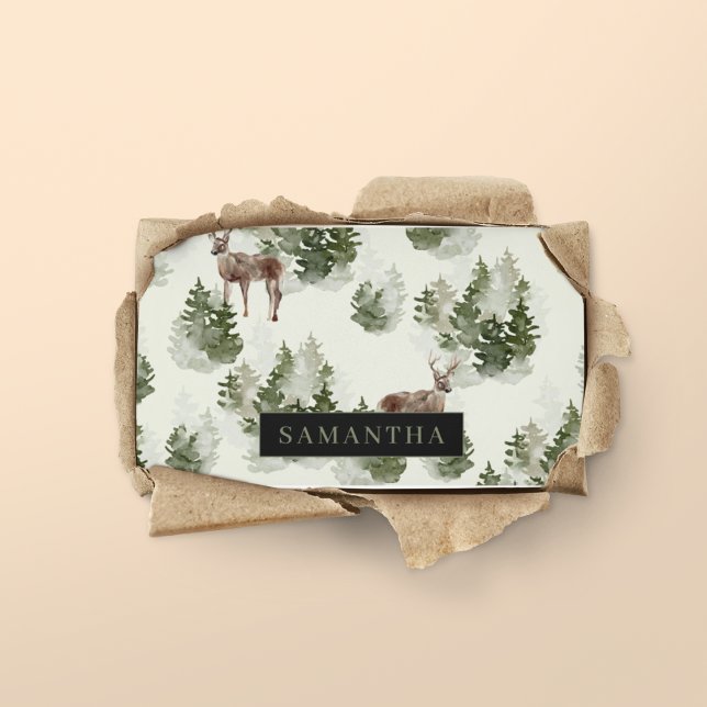 Watercolor Winter Forest Seamless Pattern Business Card (Creator Uploaded)
