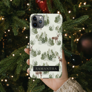 Watercolor Winter Forest Seamless Pattern iPhone 11Pro Max Case