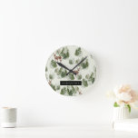 Watercolor Winter Forest Seamless Pattern Round Clock<br><div class="desc">Watercolor Winter Forest Seamless Pattern</div>