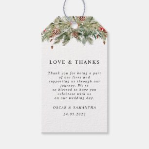 Watercolor Winter Green Pine Tree & Pine Cone Gift Tags