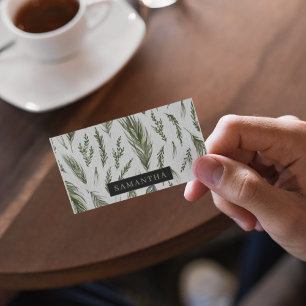 Watercolor Winter Green Seamless Pattern Business Card