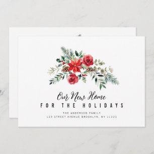 watercolor winter greenery moving announcement