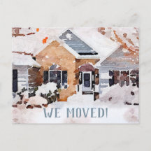 Watercolor Winter Home, We Moved