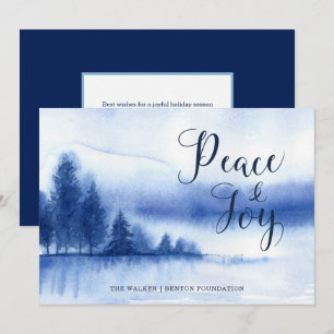 Watercolor Winter Lake Holiday Flat Card