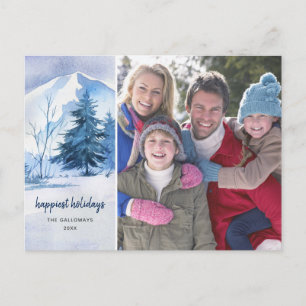 Watercolor Winter Landscape Christmas Photo Card