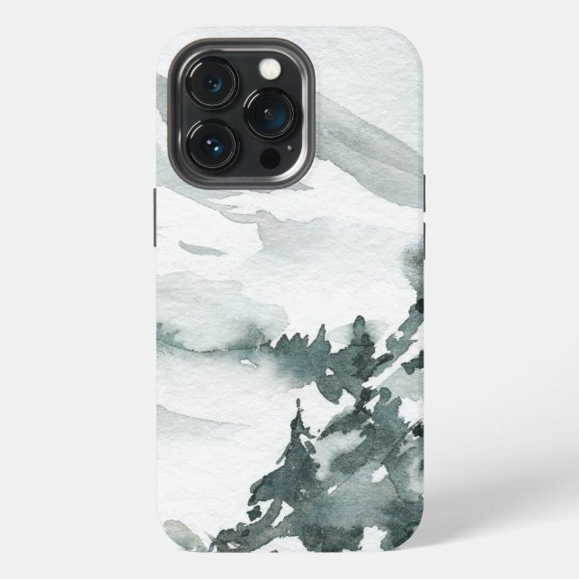 Watercolor winter landscape peaks of mountains iPhone case (Back)