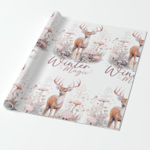 Watercolor Winter Magic Deer Wrapping Paper