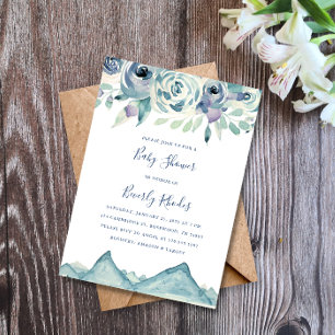 Watercolor Winter Mountain Baby Shower Invitation