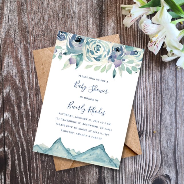 Watercolor Winter Mountain Baby Shower Invitation (Creator Uploaded)