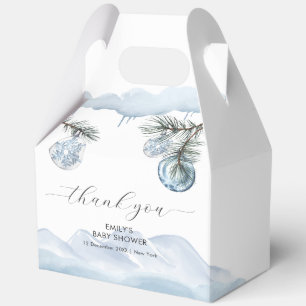 Watercolor Winter Mountain Snowflake Baby Shower Favour Box