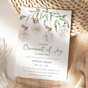 Watercolor Winter Ornaments Baby Shower Invitation