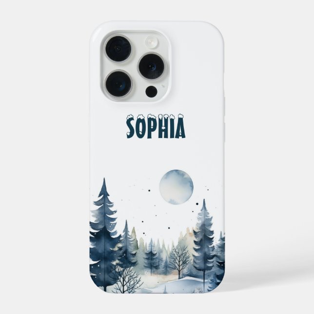 Watercolor Winter Pattern  iPhone Case (Back)