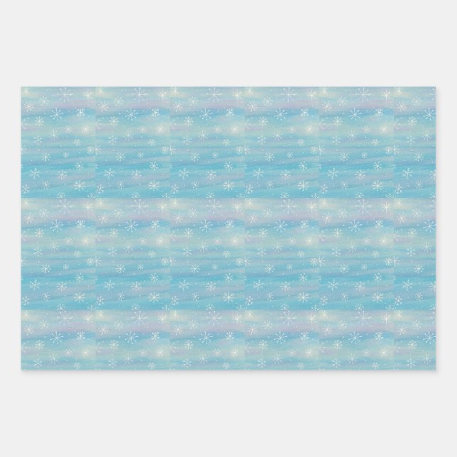 Watercolor Winter Pattern Wrapping Paper Sheet (Front)