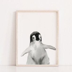 Watercolor Winter Penguin Boys Girls Nursery Decor