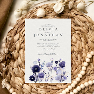 Watercolor Winter Purple Floral Wedding Invitation