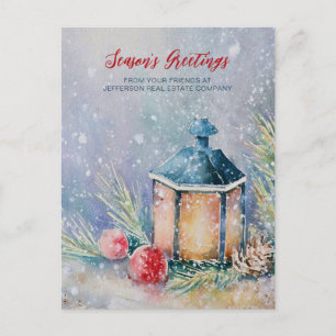 Watercolor Winter Scene Holidays Company Business Holiday Postcard