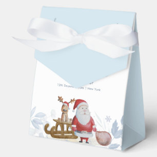 Watercolor Winter Sleigh Moose Santa Baby Shower  Favour Box