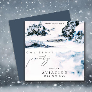 Watercolor Winter Snow Corporate Christmas Party Invitation
