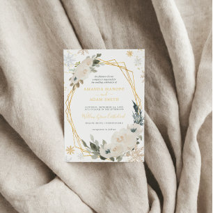 Watercolor Winter Snow Frame Wedding Party Invitation
