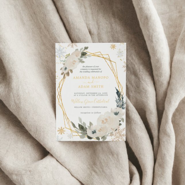 Watercolor Winter Snow Frame Wedding Party Invitation (Creator Uploaded)