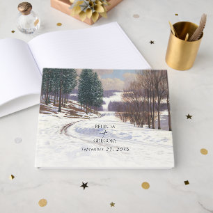 Watercolor Winter Snow Landscape Wedding Guest Book