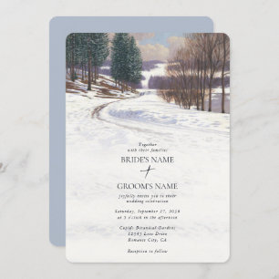 Watercolor Winter Snow Landscape Wedding Invitation