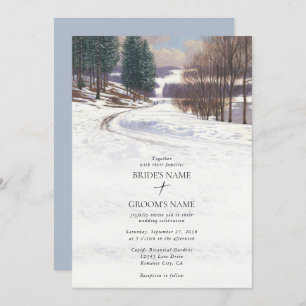 Watercolor Winter Snow Landscape Wedding Invitation