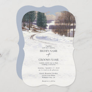 Watercolor Winter Snow Landscape Wedding Invitation