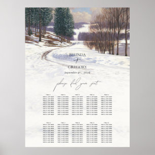 Watercolor Winter Snow Landscape Wedding Poster