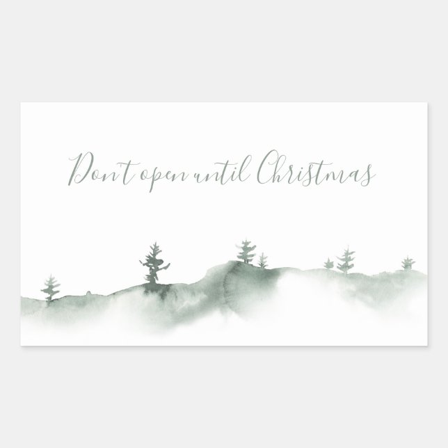 Watercolor Winter Snow Scene Rectangle Stickers (Front)